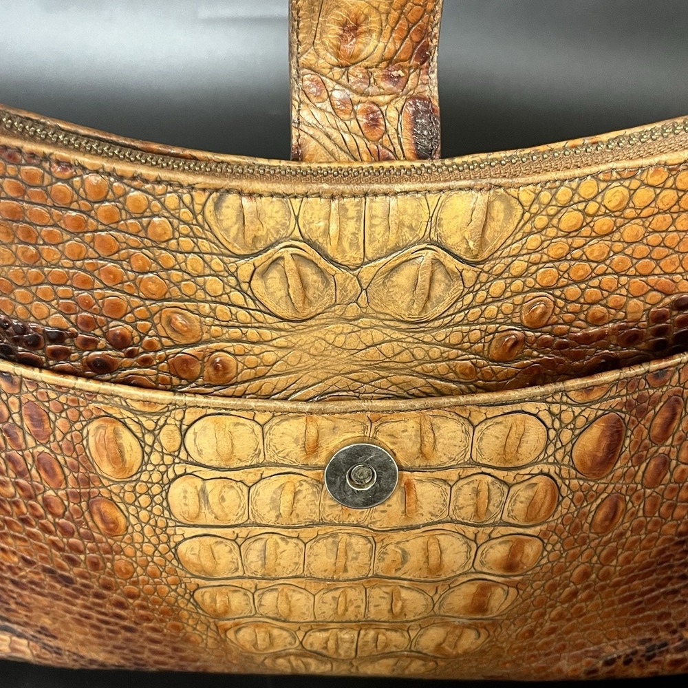 Brahmin Isabelle Metallic Toasted Almond Embossed Croc Leather Bag (B420) - Picture 7 of 16